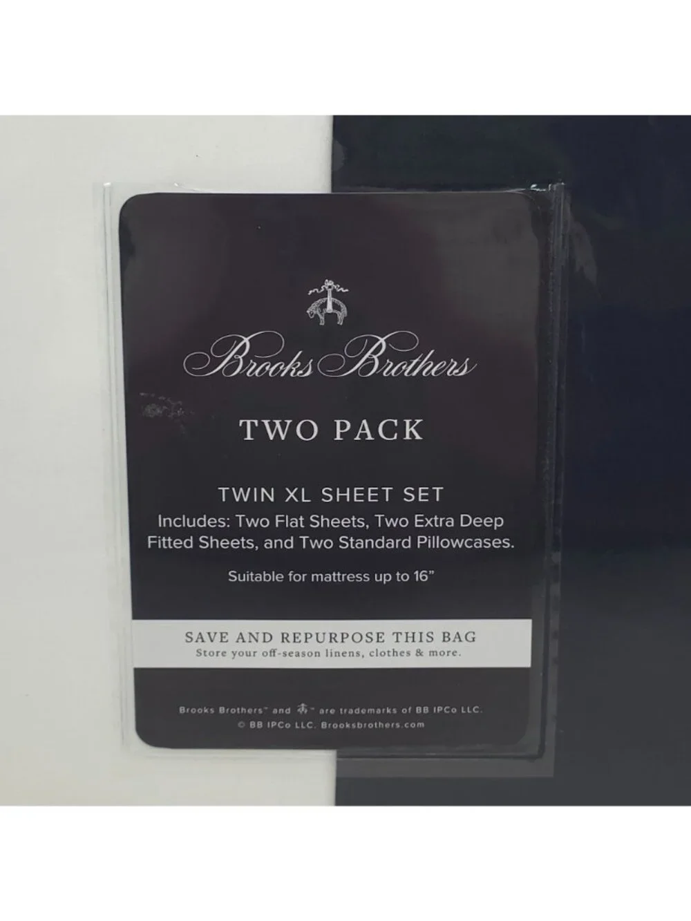 Brooks Brothers Two Sets Twin XL Sheets Fits Mattresses Up To 16” Navy & White